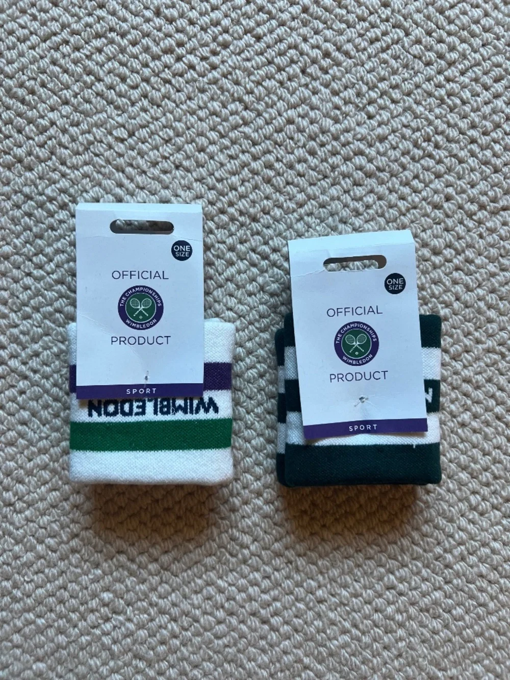 0029 Wimbledon sweatbands twin pack white/ green one size